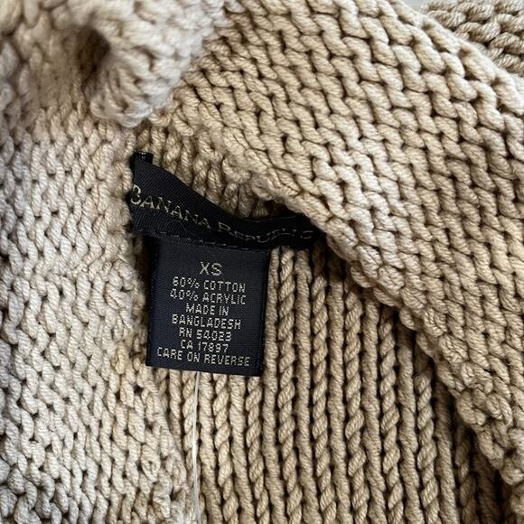 NEW Banana Republic Classic Knit Fisherman Funnel Neck Sweater Wheat XS NWT - Picture 10 of 15